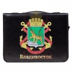 Набор дорожный в сумочке из натуральной кожи (3 персоны) с гербом г. Владивосток